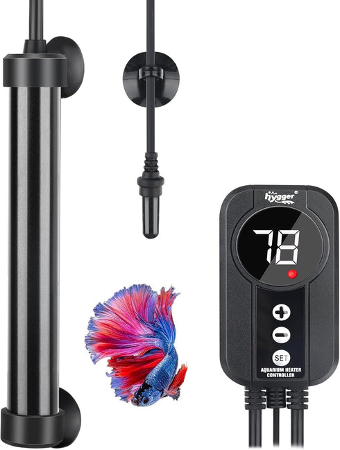 hygger 100W Marine Aquarium Heater, Titanium with Digital LED Controller & Temperature Probe for 15-20 Gallon Tank