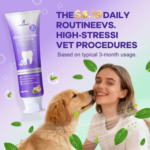 6% 3.52oz nHA Pet Dual-Enzymatic Toothpaste, Sensitive Teeth Care for Dogs & Cats, Remineralizes Enamel & Repairs Early