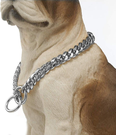 Heavy Duty Pet Collar, Wide 12/15/18mm Silver Dog Chain, Strong Stainless Steel Metal Chain for Shepherd, Labrador,