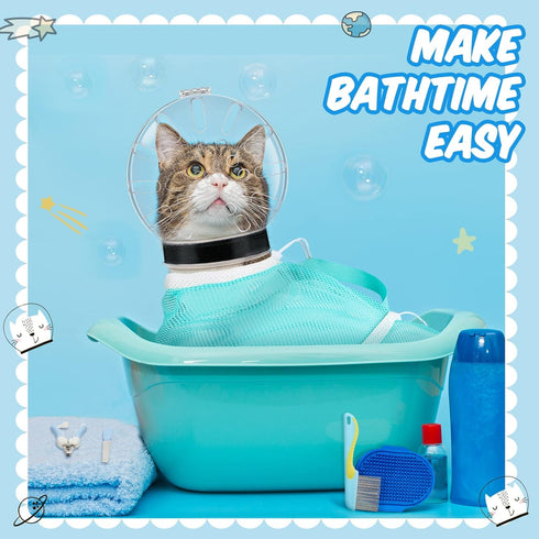 8 Set Trimming(L Pcs Cat Muzzle with Adjustable Cat Bathing Bag Breathable Clear Muzzle Pet Grooming Brush Tick Remover