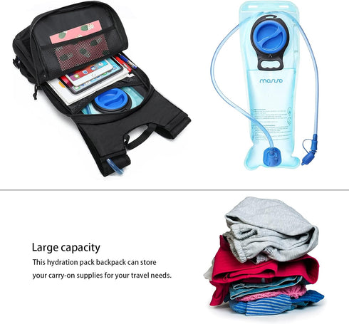 MOSISO Tactical Hydration Pack Backpack with 3L Bladder & Elastic Cord Strap for Outdoor Sports, Black