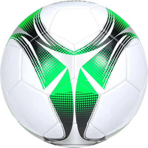 Soccer Ball (Black/Green/Silver, White/Green/Silver) with Pump, Size 3, Pack of 2