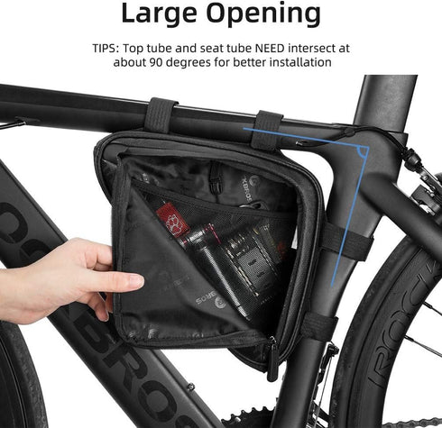 ROCKBROS Bike Triangle Frame Bag, 1.5L with Two Side Pockets