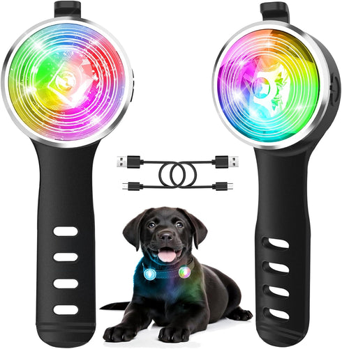 2-Pack Dog Lights for Night Walking, Upgraded Rechargeable Clip-On Collar Lights, IP66 Waterproof