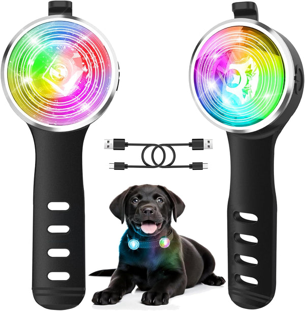 2-Pack Dog Lights for Night Walking, Upgraded Rechargeable Clip-On Collar Lights, IP66 Waterproof