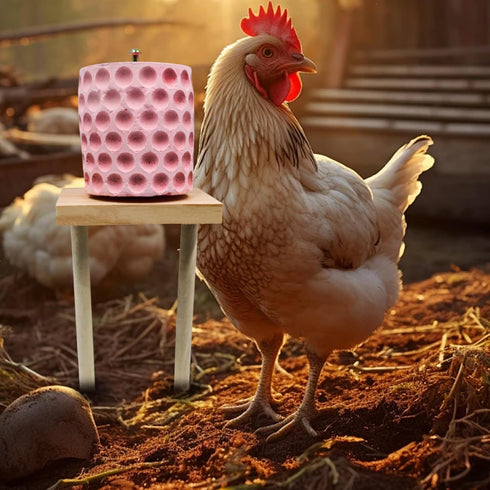 MHLLGN Chicken Coop Accessories, Beak Grinding Calcium Stone with Woodem Stake, Chicken Enrichment Toys, Chicken Coop