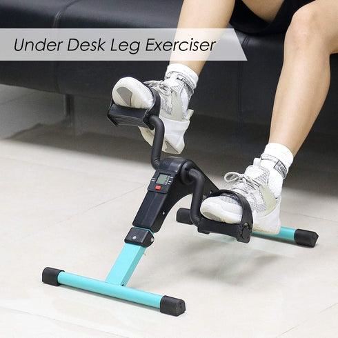 Folding Pedal Exerciser, Mini Exercise Bike Under Desk, Portable Peddler Machine for Arm Leg Exerciser