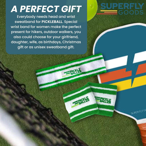 Sweatbands for Pickleball, Golf, and Tennis - Great Gift Set Including Wrist and Head Sweatbands