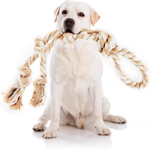 PetiFine Dog Rope Toys - Large Tug of War Toys for Aggressive Chewers, 29" with 3 Big Knots