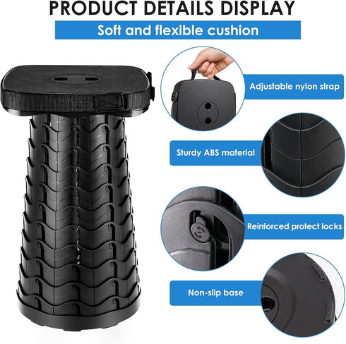 485lbs Collapsible Stool - Lightweight Folding Stool, Capacity, Portable for Adults, Camping, Fishing, Hiking, Outdoor