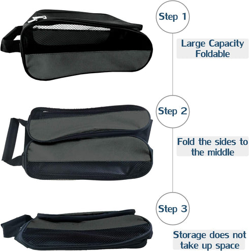 Golf Shoe Bag, Gray Zippered Carrier Bags for Men/Women, Outdoor Ventilation Sport Shoes Bag, Travel Shoe Bags
