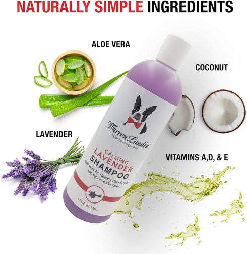 17 oz Warren London Calming Lavender Dog Shampoo | Softening Aloe Vera & Essential Oils for Dogs | Leaves Coat Silky