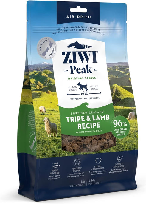 ZIWI Peak Air-Dried Dog Food – Tripe & Lamb - All Natural, High Protein, Grain Free, Limited Ingredient (16oz)
