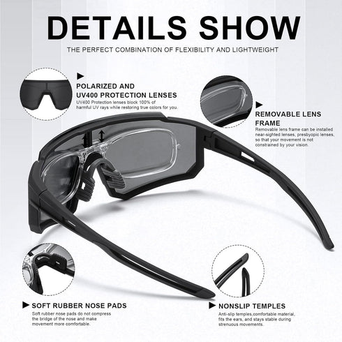 Polarized Sports Sunglasses for Men and Women - Fishing, Cycling, Mountain Bike, Baseball with UV Protection