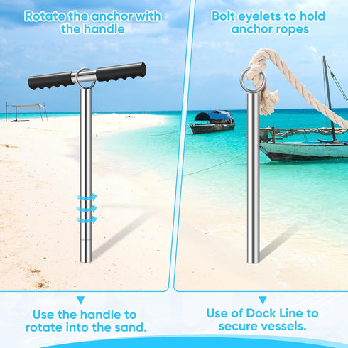 GADFISH Boat Anchor, 30.7-inch Stowable Shallow Water Anchor Kit for Dive Beach, Kayak Anchor Trolley
