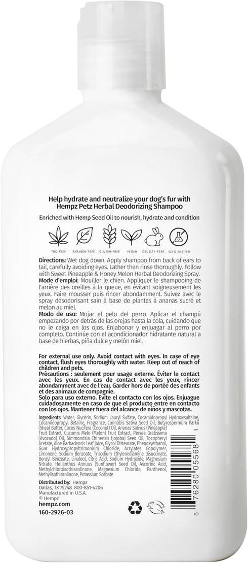 17 oz Hempz Petz, Dog Shampoo, Sweet Pineapple Deodorizing Shampoo, Cleans, Conditions & Moisturizes