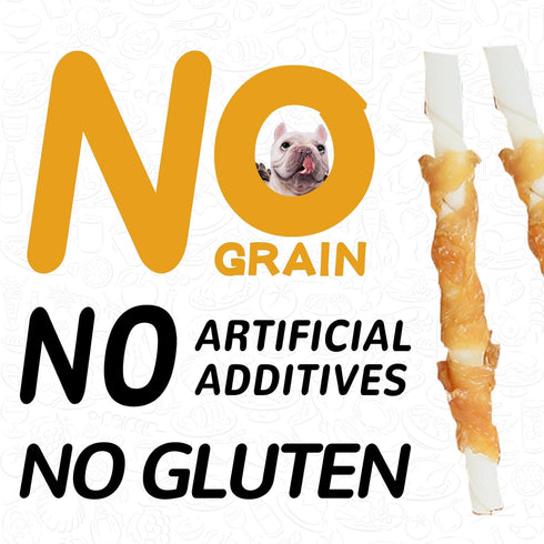 24oz PAWUP Dog Treats, Chicken Wrapped Rawhide Sticks, Long Lasting Rawhide Chews for Teeth Cleaning, Taurine Added