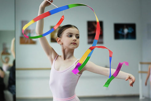 3 78.7 Inch Pcs Dance Ribbons Gymnastics Ribbon for Twirling Ribbon Dancer Wand for Kids Rhythmic Kids Outdoor Play