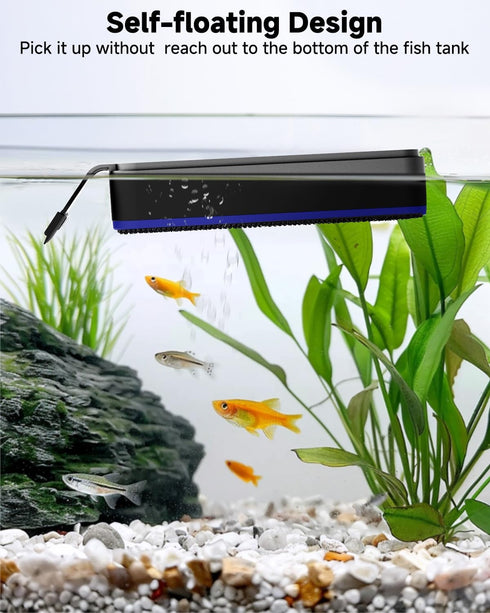 AQQA Magnetic Aquarium Fish Tank Glass Cleaner, Dual-Blades Algae Scraper for 0.4-1.0 Inch Glass