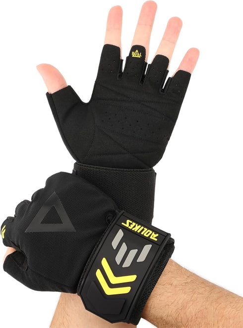 FitDA 2-in-1 Workout Gloves, Weight Lifting Gloves with Wrist Wrap Support for Men