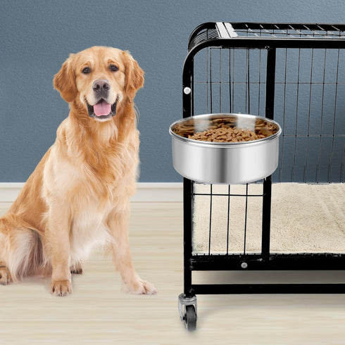 Stainless Steel Dog Bowl, Hanging Food Water Bowl for Dogs, Cats, Rabbits, Birds, Small Animals (X-Large, 2pcs)