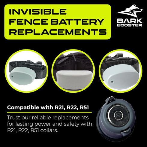 Dog Collar Batteries - Replacement for Invisible Fence Collar Batteries R21, R22, R51 (4-Pack)