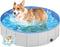 Portable Dog Pool - PVC Collapsible Swimming Pool for Pets, Hard Plastic Bathtub (S-32" x 8" Light Grey)