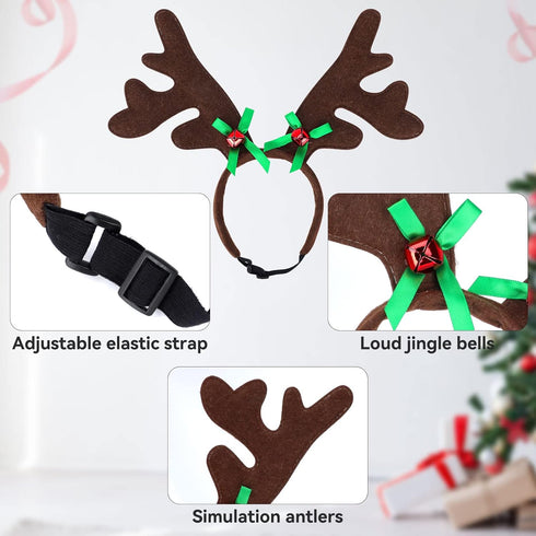 BWOGUE 2 Set Dog Elk Reindeer Antler Headband for Christmas Pet Costume, Accessories for Small and Medium Dogs Cats