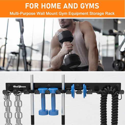Home Gym Storage Rack, Multi-Purpose Heavy Duty Wall Mount Barbell Rack for Gym Equipment