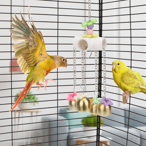 Bird Parrot Bells Toy, Sweet Sound for Budgie Parakeet Cockatiel Conure African Grey Lovebird