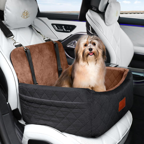 30lbs,Ultra Bottom,2 WOOAIDAGG Dog Car Seat for Small Dogs Under Soft Fabric & Memory Foam Pet Travel Car Bed,Washable