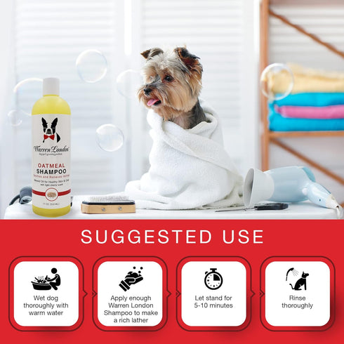 1 Warren London Oatmeal Dog Shampoo - Fast Itch Relief for Dry, Sensitive, & Irritated Skin - Infused with Vitamins