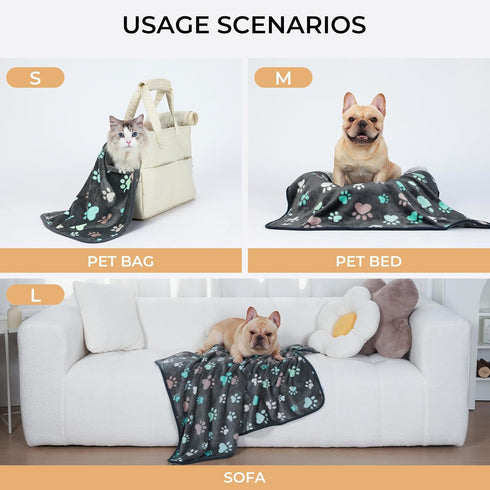Luciphia 1 Pack 3 Blankets, Fluffy Premium Fleece Pet Blanket Flannel Paw Printed Throw for Dog Cat (Small 23x16'',