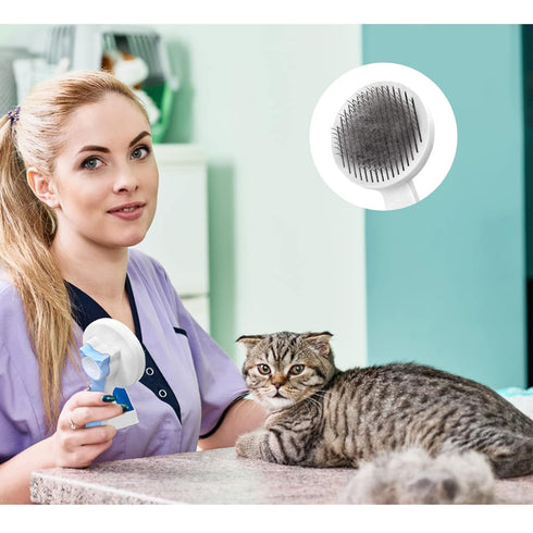 Cat Grooming Brush, Dog Slicker Brush for Shedding, Pet Hair Brush for Grooming, Gently Removes Loose Undercoat (Gray)