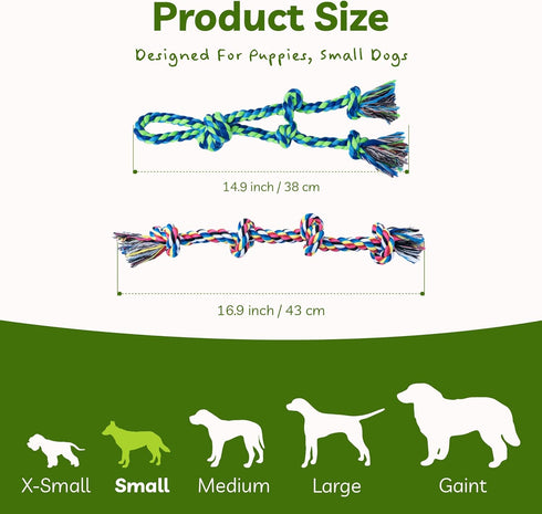 2 Pack Dog Rope Toy for Small Dogs - Durable Cotton Chew Toys for Teething and Tug of War