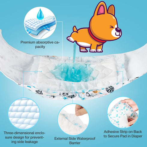 100 Count, Disposable Dog Diaper Booster Pads M - Dog Diaper Liners for Male and Female Dogs, Inserts Fit Most Puppy
