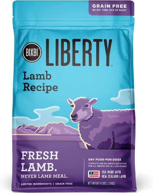 BIXBI Liberty Grain Free Dry Dog Food, Lamb Recipe, 4 lbs, No Fillers, USA Made
