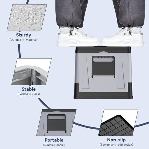Collapsible Portable Toilet for Camping, Travel, Outdoor, Car, RV & Emergency Use, Lightweight Potty with Paper Holder
