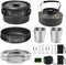 Peidesi 15pcs Camping Cookware Mess Kit - Portable Non-Stick Aluminum Alloy Cookware for Outdoor Cooking