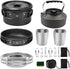 Peidesi 15pcs Camping Cookware Mess Kit - Portable Non-Stick Aluminum Alloy Cookware for Outdoor Cooking