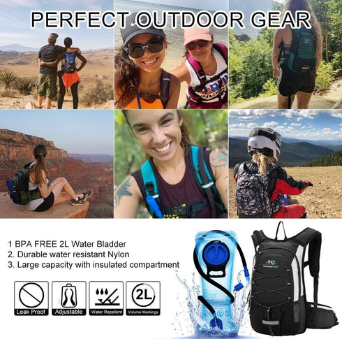 Insulated Hydration Backpack Pack with 2L BPA Free Bladder - Keeps Liquid Cool for Running, Hiking, Cycling, Camping