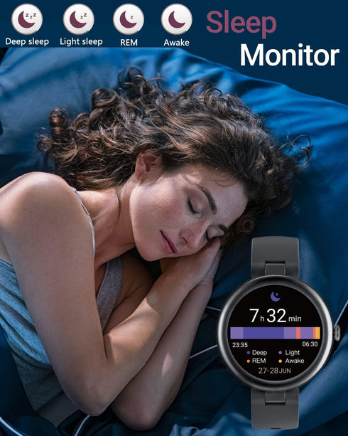 SHANG WING Smart Watch for Women Waterproof, Round Women's Watch Compatible with iPhone Android Phones Fitness Tracker