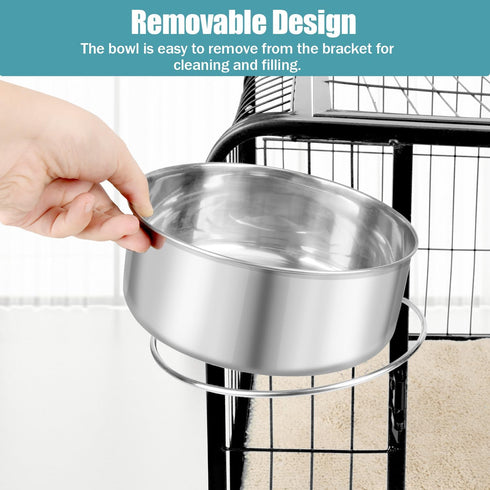 Stainless Steel Dog Bowl, Hanging Food Water Bowl for Dogs, Cats, Rabbits, Birds, Small Animals (X-Large, 2pcs)