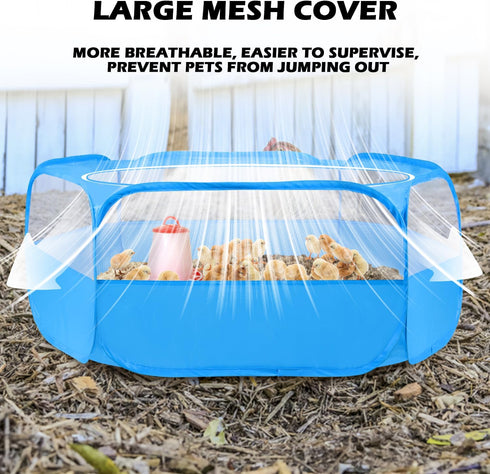 UWE Small Animal Playpen, Chicken Brooder Box with Cover Top, Portable Outdoor Exercise Pet Cage Tent, Waterproof