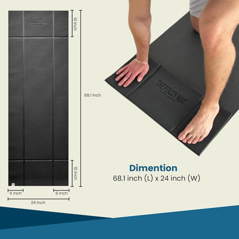 Non-Slip Orthopedic Yoga Mat - Fold-Over Joint Support with Body Alignment Lines - Great for Seniors