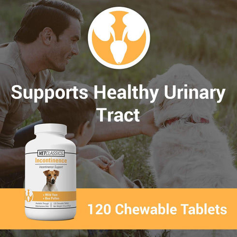 Vet Classics Bladder Support Dog Supplement, Chewable Tablets for Incontinence, 120 Ct