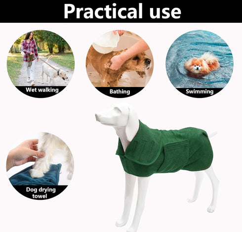 Geyecete Dog Drying Coat, Super Absorbent Microfibre Fast Drying Towel for Pet Dog Cat Bath, Luxuriously Soft