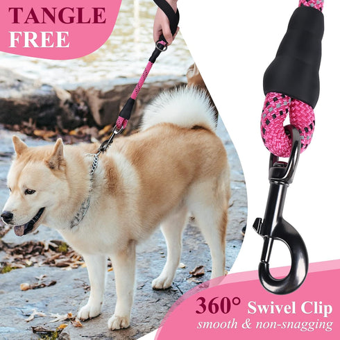 VIVAGLORY Short Rope Dog Leash - Neoprene Padded Handle, Training & Walking Durable Traffic Leash for Medium & Large