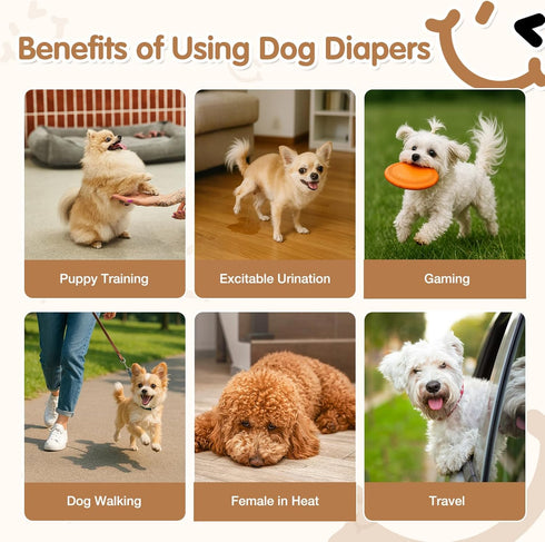 FurVeluxia 360Stretchy Period(XS,60PCS) Dog Diapers Female, Pull It Up Disposable Puppy Diapers with Waist,Super