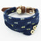 Small Dog Costume Collar - Navy Note Scarf, Plaid Bowtie Bandana for Teacup Yorkie Chihuahua Halloween, Adjustable 8.7